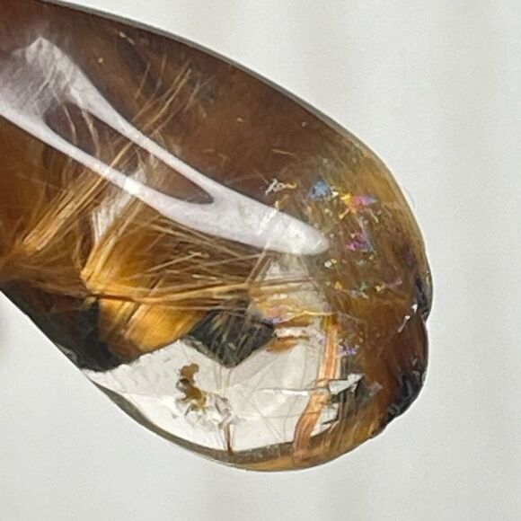 Golden rutilated gold rutile quartz teardrop pendant necklace silver-plated rain - Picture 8 of 12